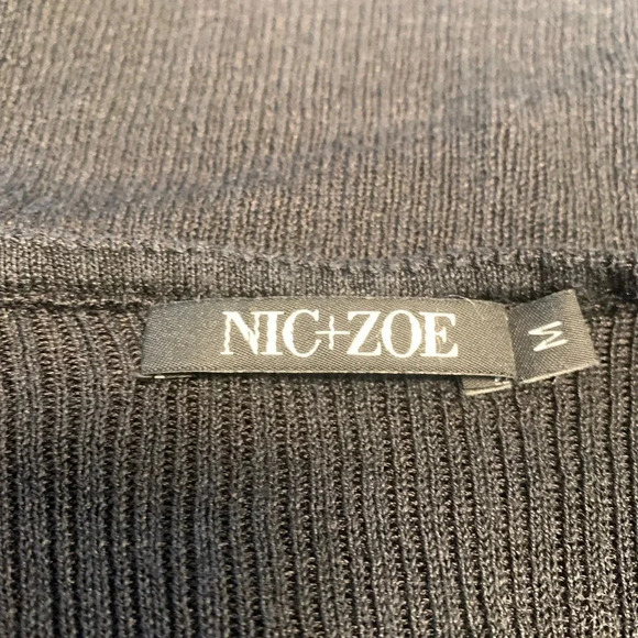 NIC+ZOE Cowl Neck Short Sleeve Knit Top Multicolor Blue Black White Ombré Size M - Picture 5 of 6